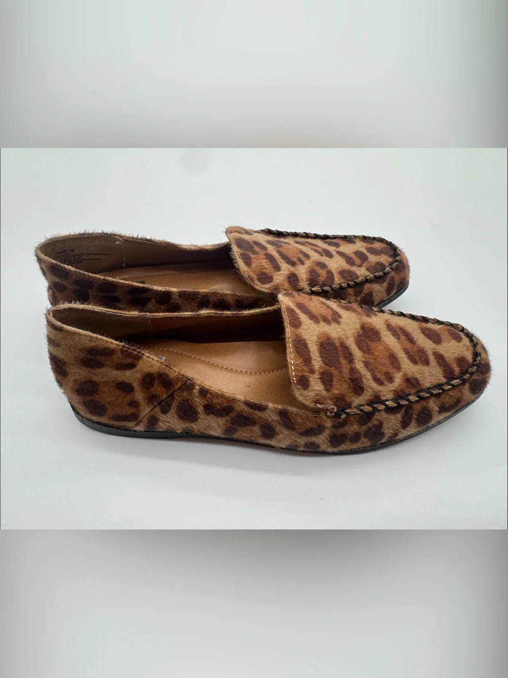 Dolce vita size 10 Leopard Print Faux-Hair Loafers - Brown